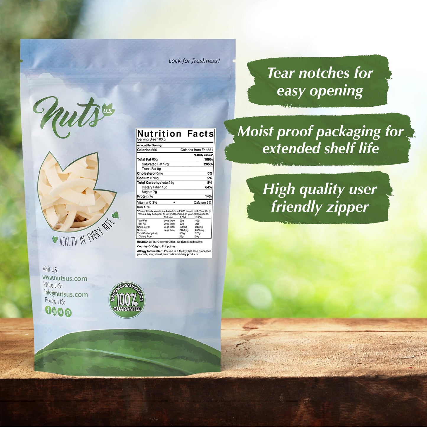 NUTS U.S. - Coconut Chips | Unsweetened and Raw | Real Coconuts | Non GMO | Packed in a Resealable Bag!!! (3 LB)