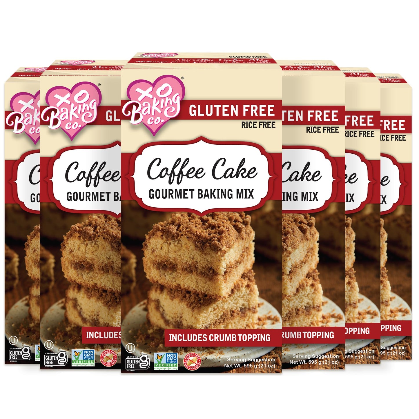 XO Baking Co. Gluten Free Coffee Cake Mix, Non-GMO, Kosher, 21 oz, 6-Pack