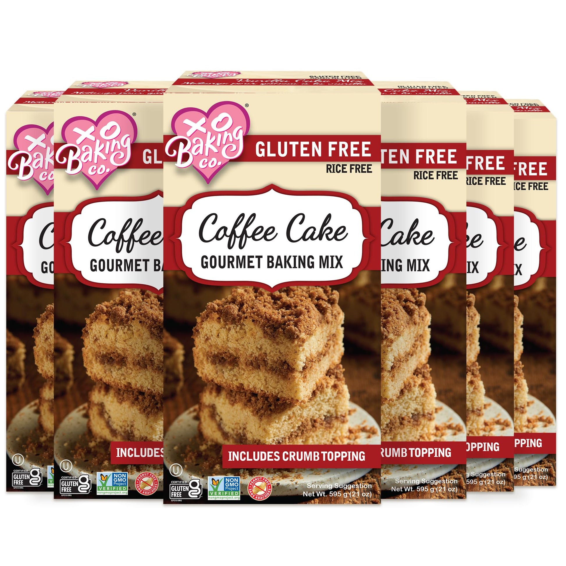 XO Baking Co. Gluten Free Coffee Cake Mix, Non-GMO, Kosher, 21 oz, 6-Pack