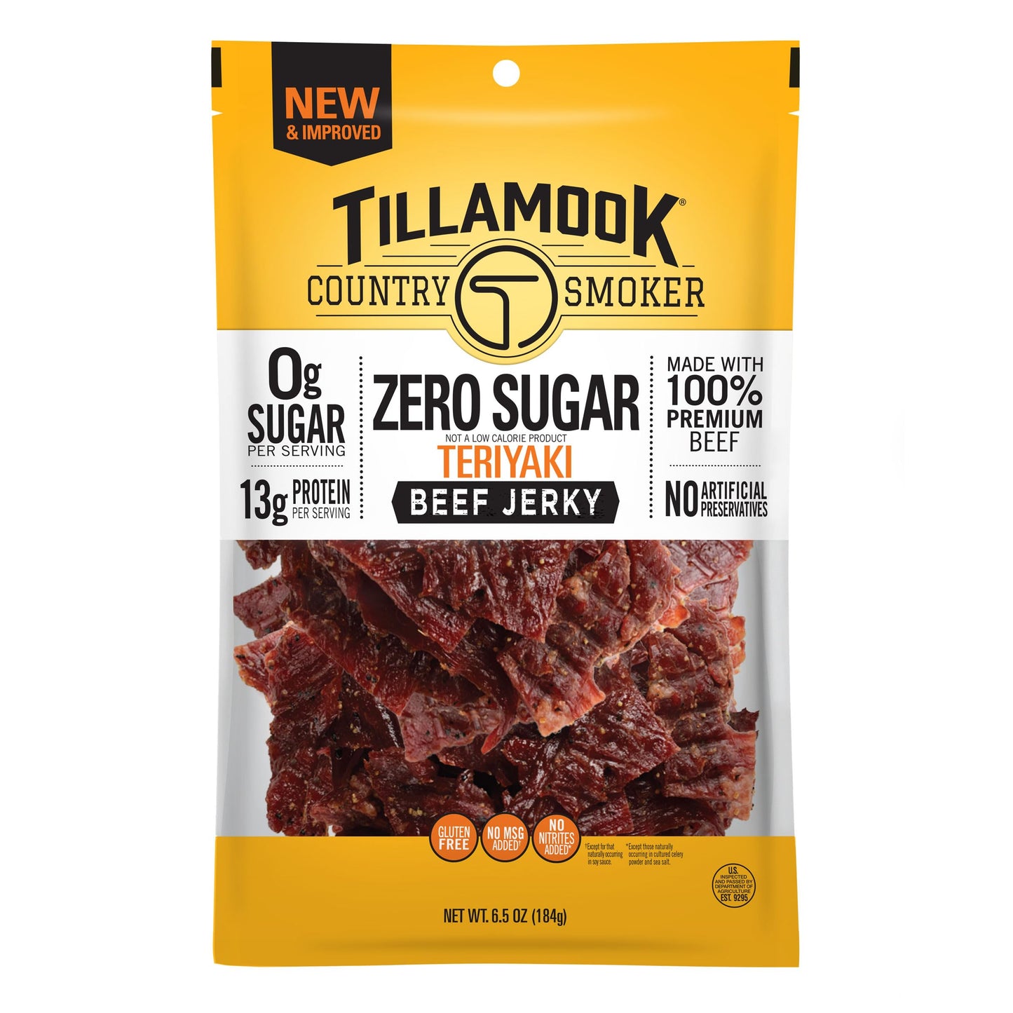 TILLAMOOK COUNTRY SMOKER Beef Jerky, Keto Friendly, Zero Sugar, Teriyaki, 6.5 Ounce