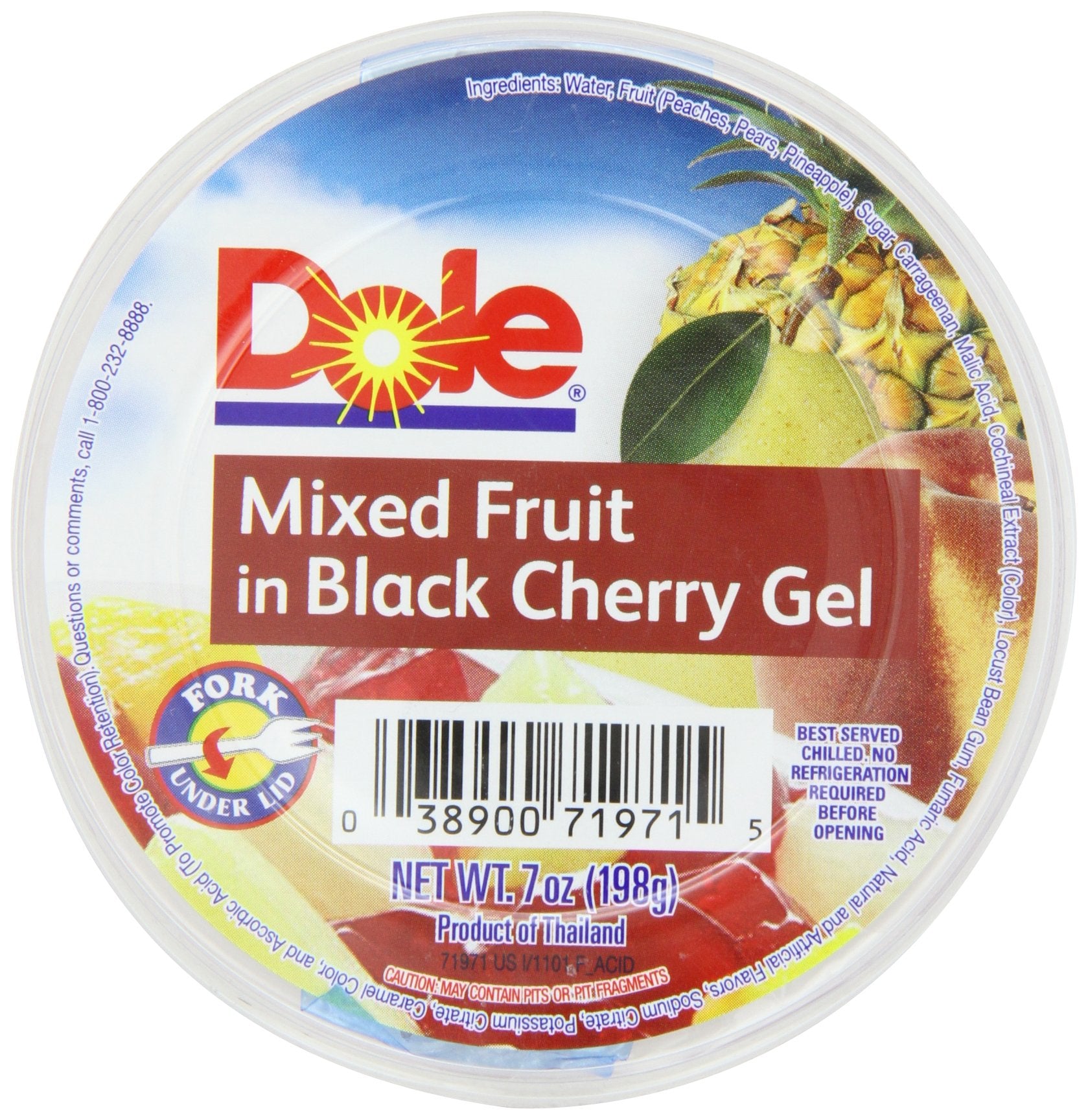 Dole Mixed Fruit in Black Cherry Gel, 7 Ounce Cups, Pack of 12