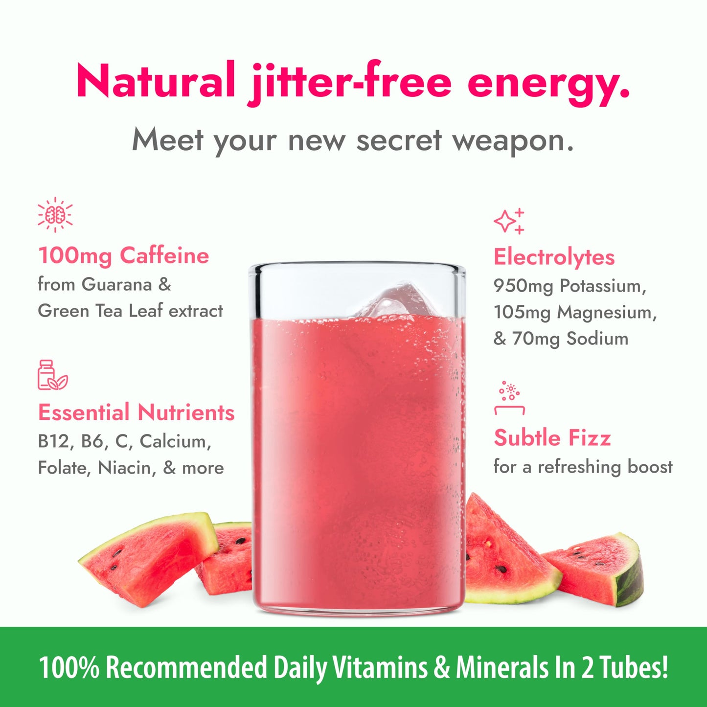 Zipfizz Daily Energy Drink Powder, Sugar-Free, Electrolyte Powder, 20 Pack, Watermelon, Contains Vitamin B-12 & Antioxidants