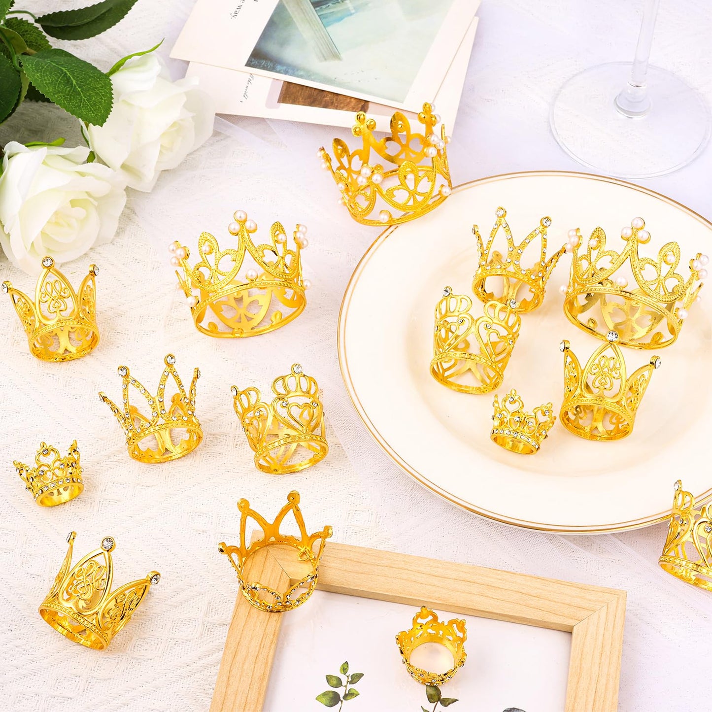 40 Pcs Crowns For Flower Bouquets Crown Cake Topper Small Crown For Flower Accessories Mini Crown Cupcake Toppers For Lady Brida