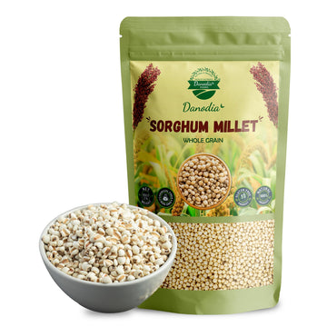 Danodia Foods Natural Unpolished White Sorghum Millet - Gluten Free, Rich in Fiber, Protein & Iron, 950g/2lbs