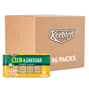 Keebler Sandwich Crackers, Single Serve Snack Crackers, Lunch Snacks, Club And Cheddar (96 Packs)