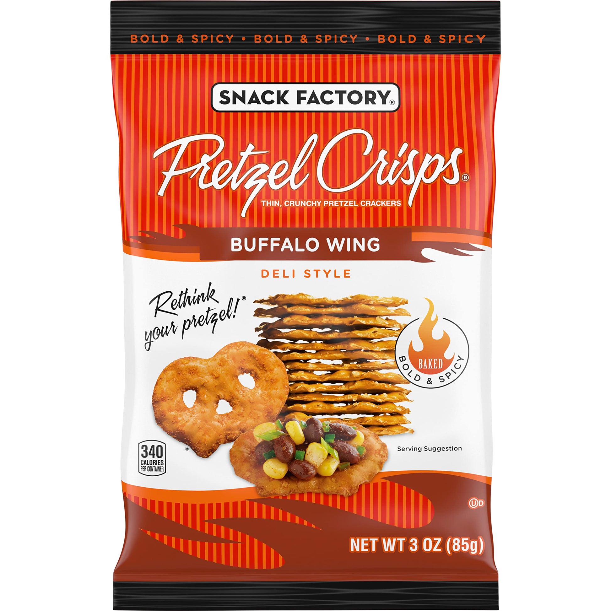 Pretzel Crisps Buffalo Wing On-The-Go Bag, 3 Oz (Pack Of 8)