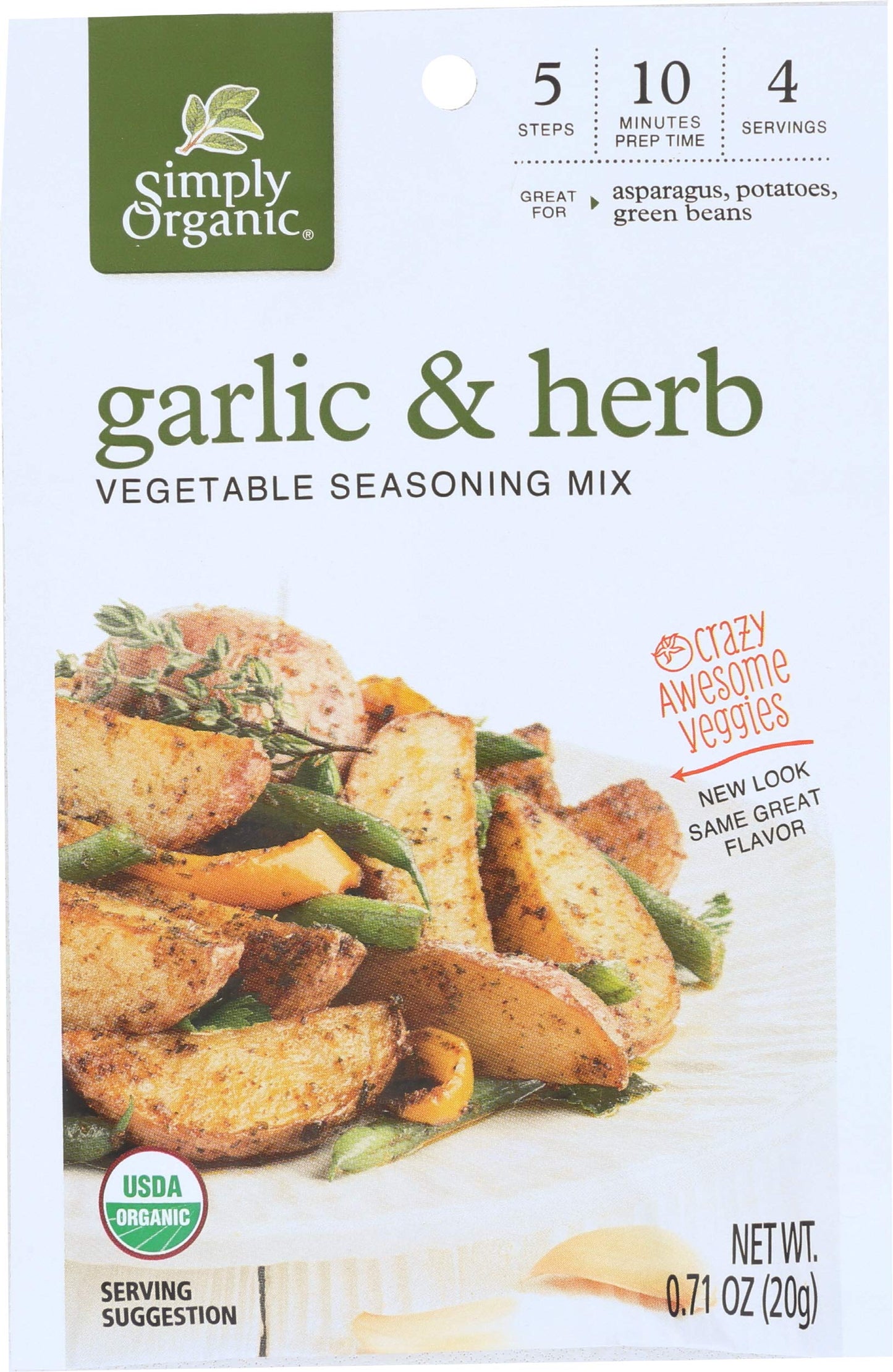 Simply Organic Garlic & Herb Vegetable Seasoning Mix, Certified Organic, Vegan | 0.71 oz