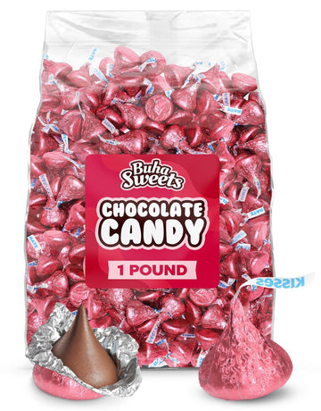 Milk Chocolate Candy In Pink Foil - 1 Pound Bag (Approx. 100 Pieces)  Individually Wrapped Chocolates Pink Candies for Baby Showers  Weddings  Gender Reveals & Party Buffets