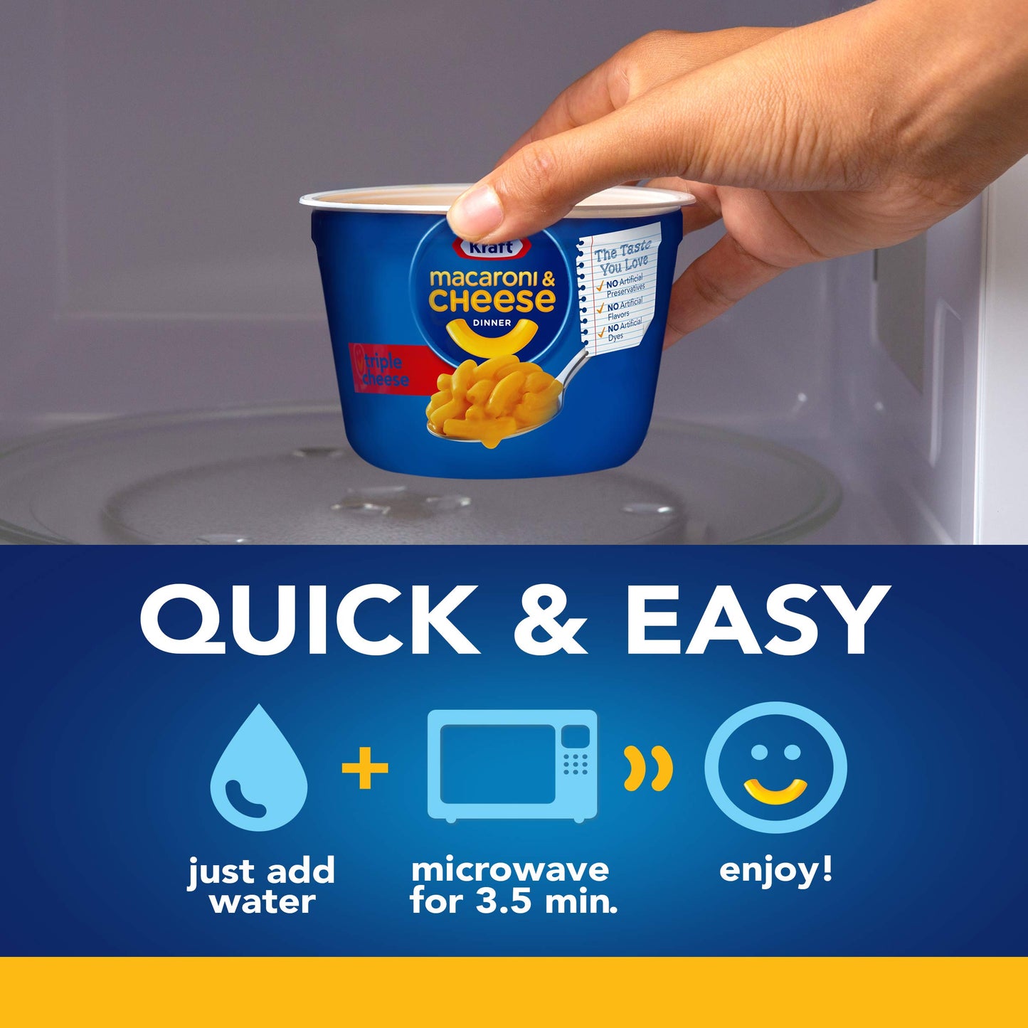 Kraft Easy Mac Triple Cheese Microwavable Cup (2.05 Oz Cups, Pack Of 10)