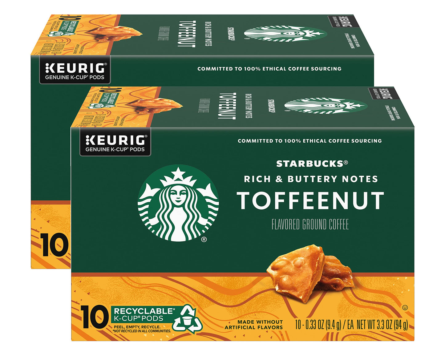Starbucks Coffee Company Starbucks Flavored Ground Coffee K-Cup Pods, Toffeenut, Signature Collection, 100% Arabica Coffee, Recy