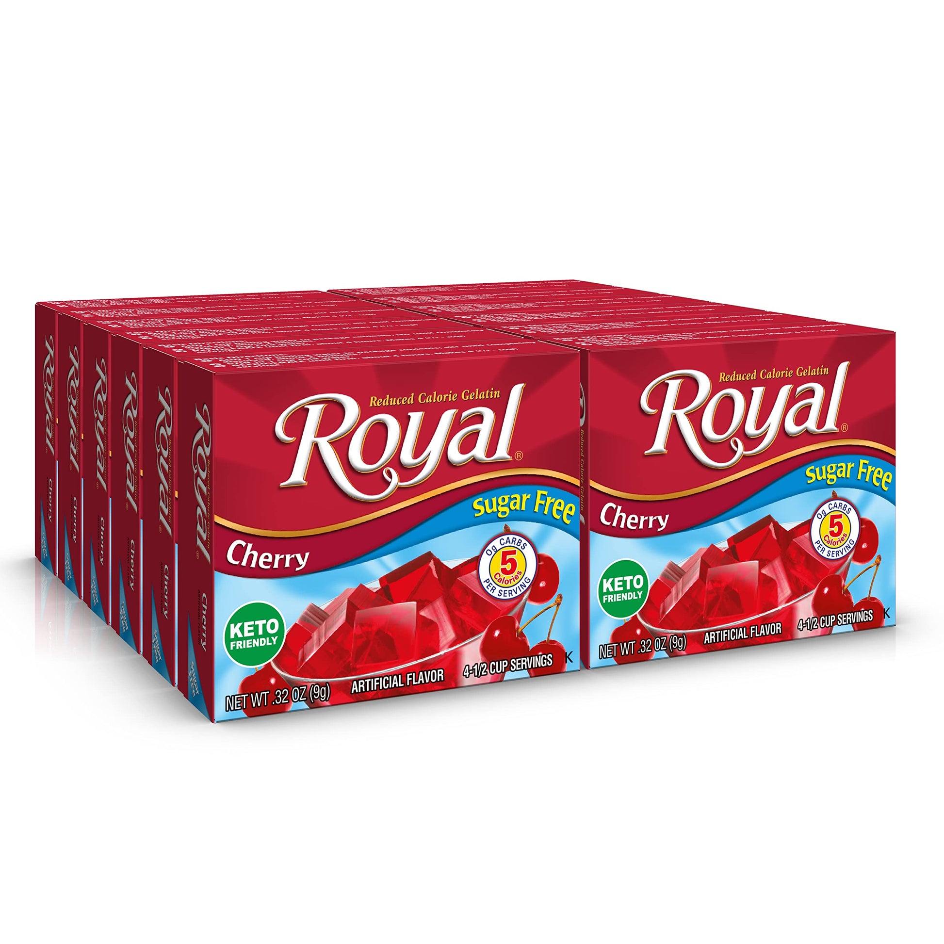 Royal Cherry Gelatin Dessert Mix, Sugar Free And Carb Free (12 - .32Oz Boxes)
