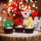 24 Pcs Ugly Sweater Cupcake Toppers Gold Green Red Glitter Christmas Tree Deer Snowflake Cupcake Picks Winter Merry Christmas Th