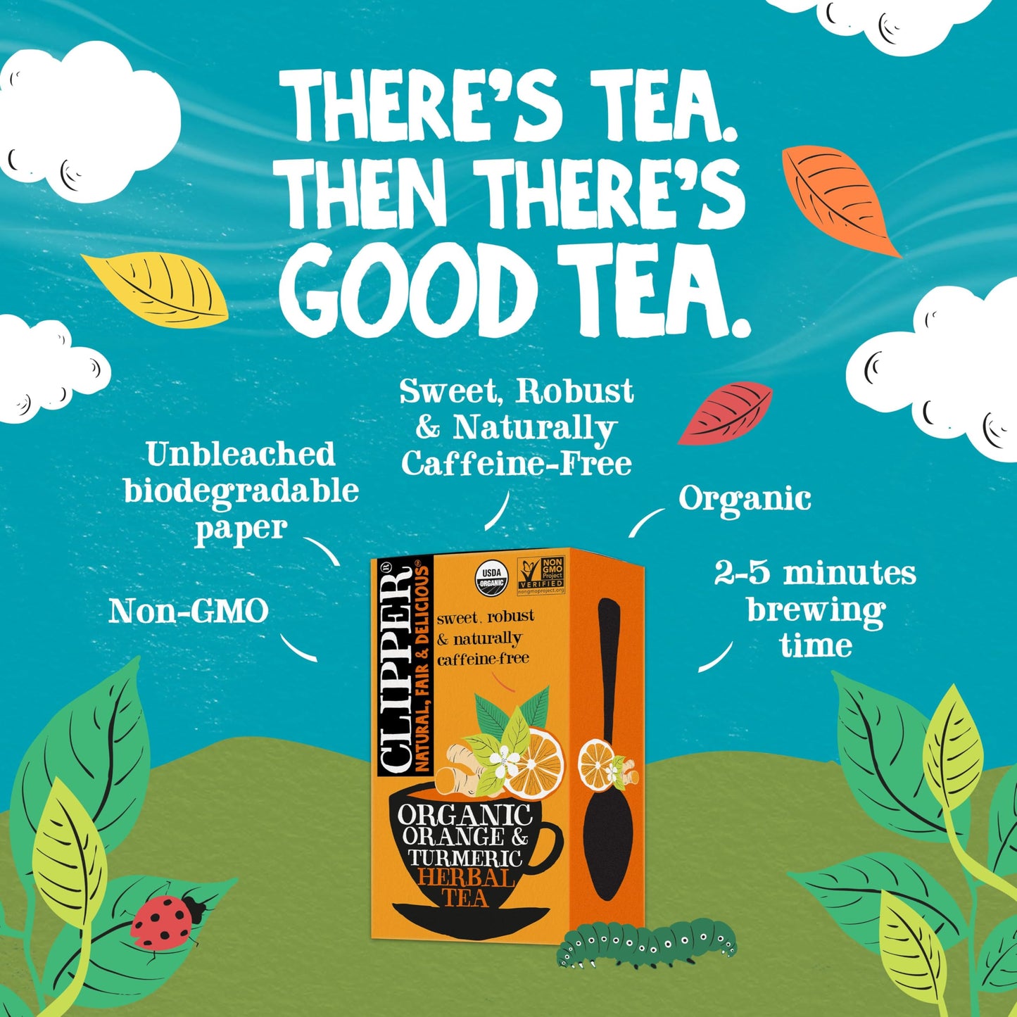 Clipper Tea Organic Herbal Tea, Orange & Turmeric, Caffeine Free, 20 Count (Pack of 6)