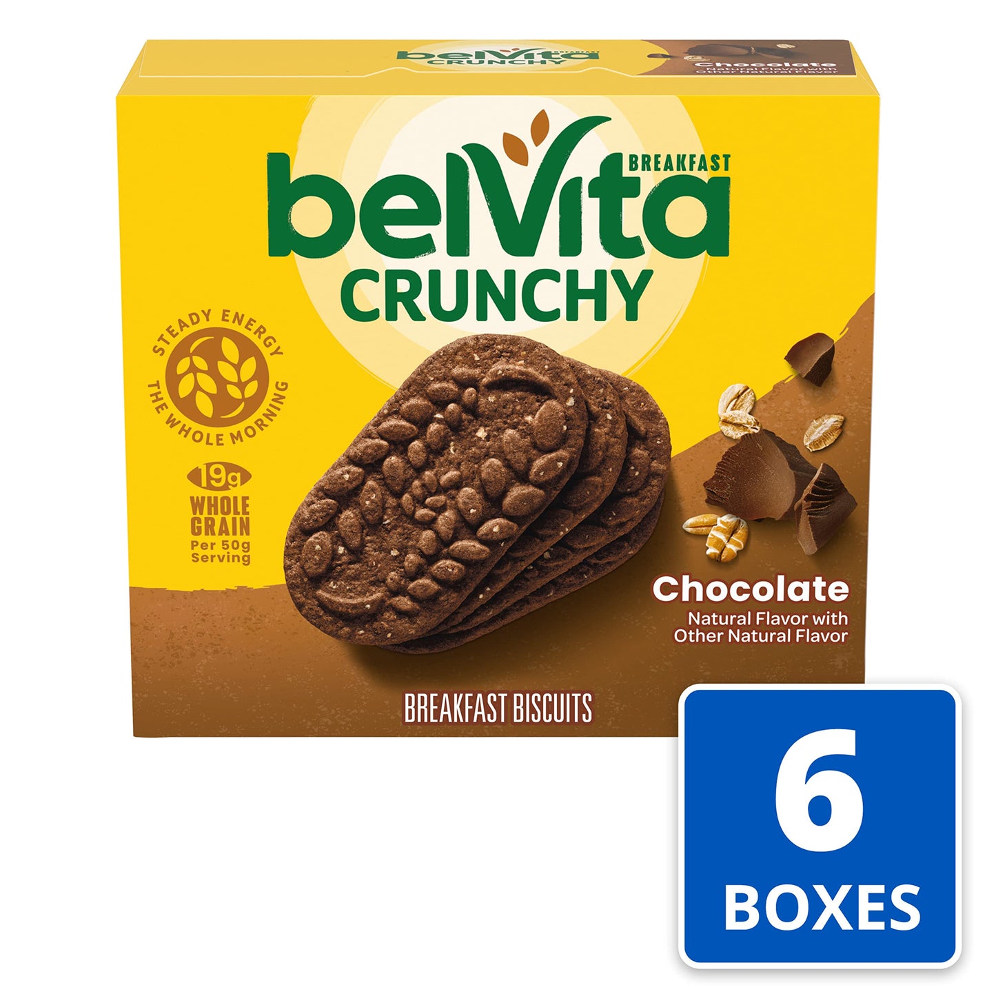 Belvita Chocolate Breakfast Biscuits, 30 Total Packs, 6 Boxes (4 Biscuits Per Pack)