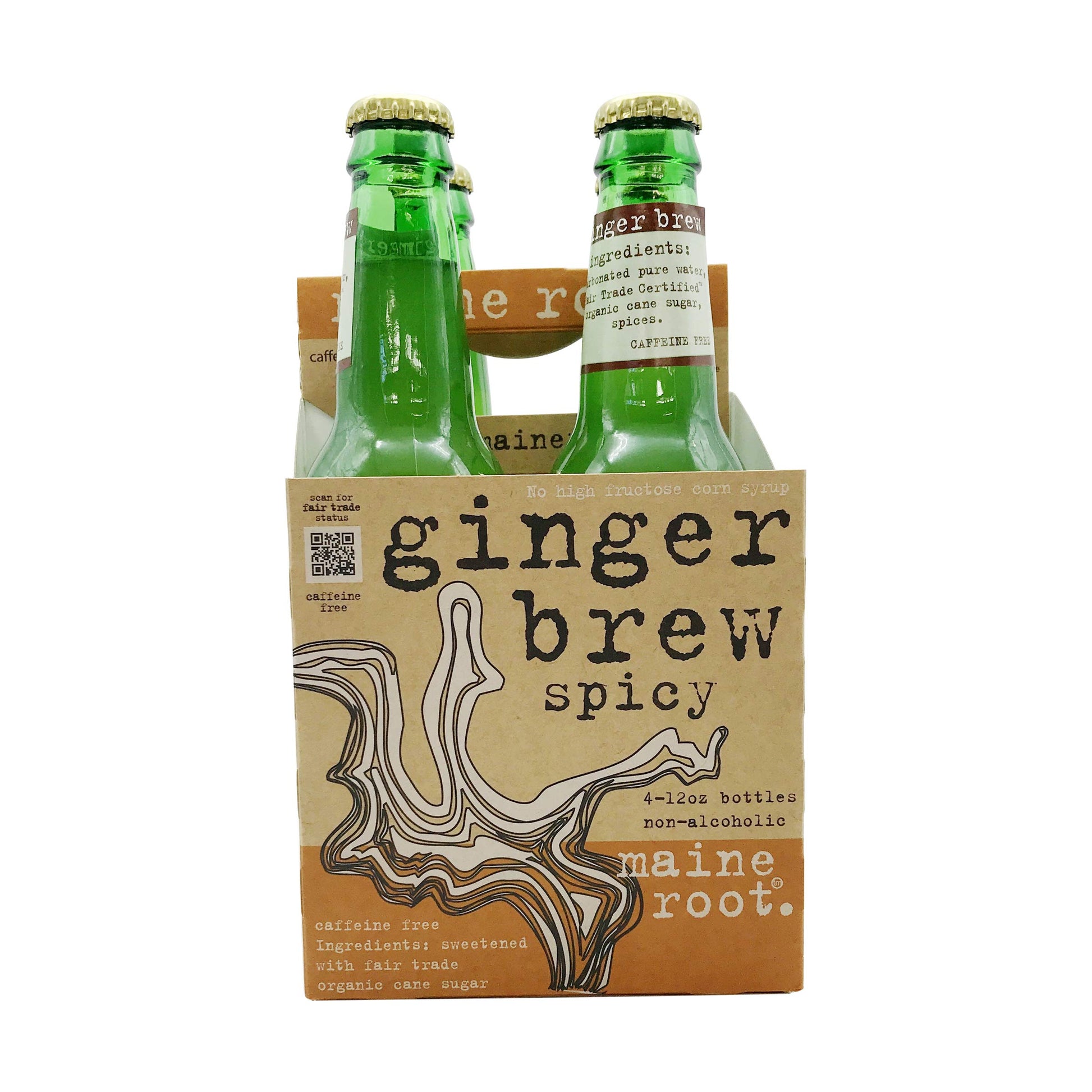 Maine Root Soda Ginger Brew, 12 Fl Oz, 4 Pack, Model 0862284000080