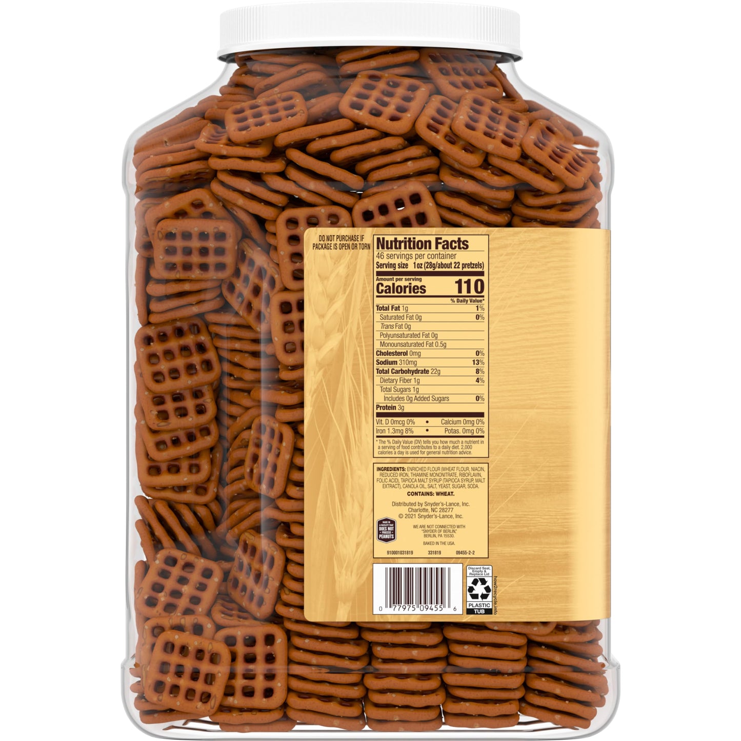 Snyders Of Hanover Pretzel Snaps, 46 Oz Canister