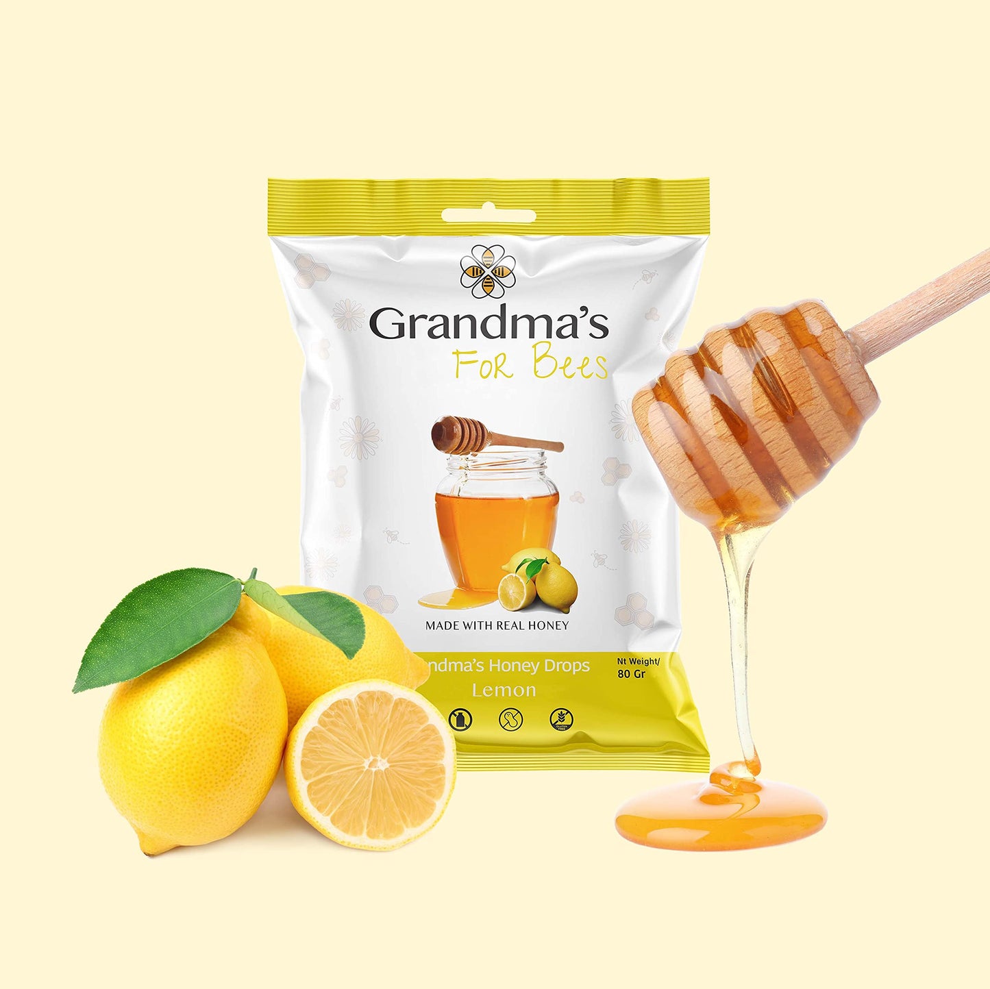 Grandmas Honeydrops | Honey and Lemon 80g X Pack of 4