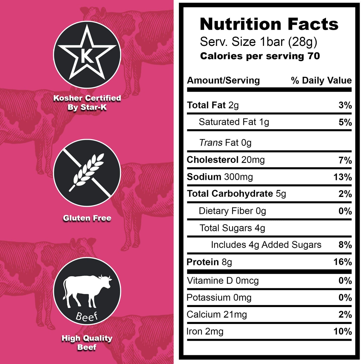 Premium Aufschnitt Beef Bars - High Protein Snack - Cranberry Flavor - 24 Count - Keto Friendly, Kosher, Halal