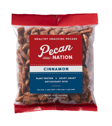 Pecan Nation Cinnamon Flavored Roasted Pecan Halves, 16 oz, Non-GMO, Natural, 2 Pack, Brown