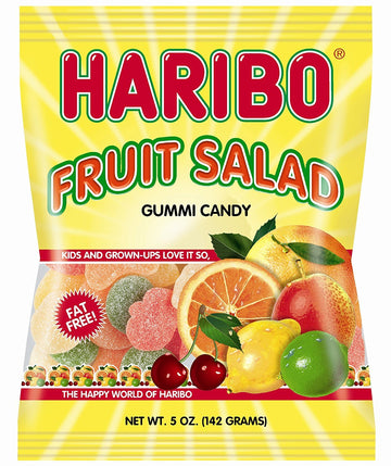 Haribo Gummi Candy, Fruit Salad, 5 Oz. Bag (Pack Of 12)