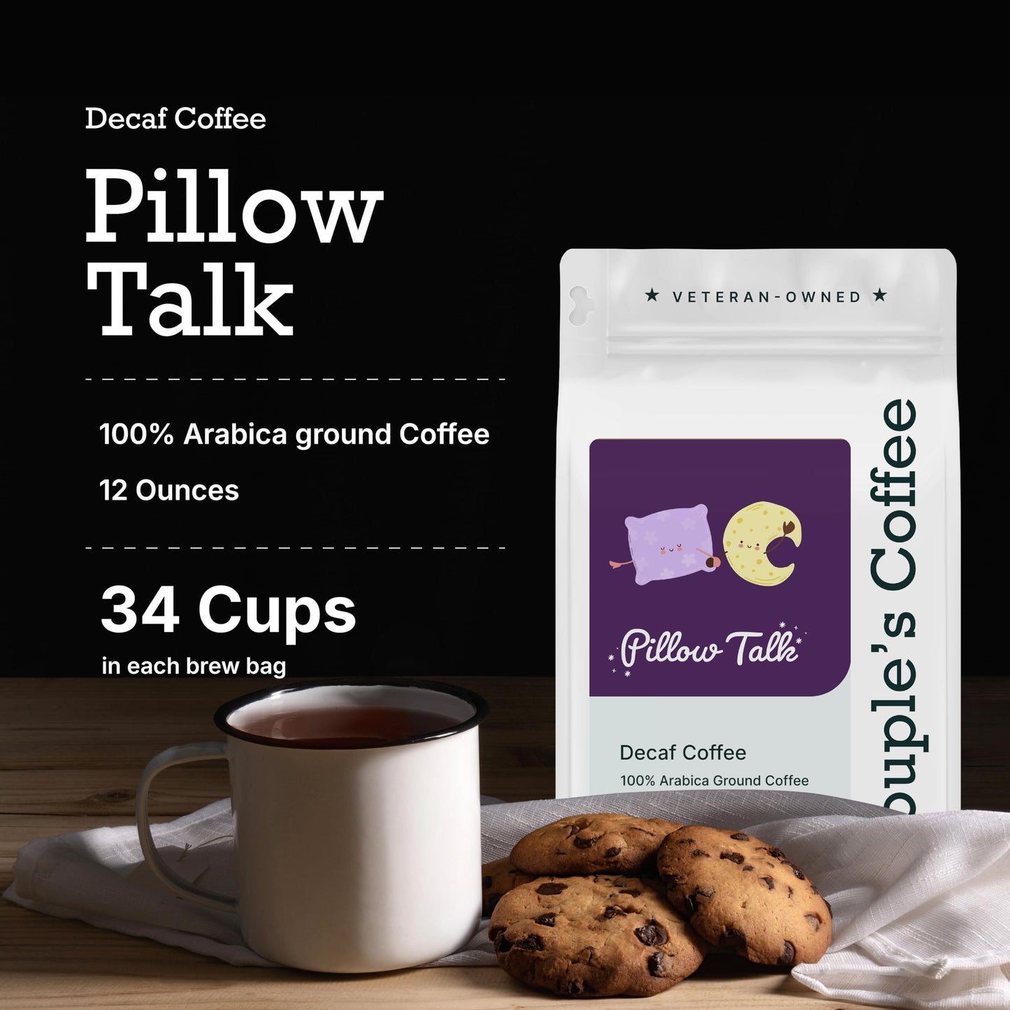 Couples Coffee Decaf Ground Coffee | Pillow Talk | Medium Roast Decaf Coffee