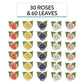 Global Sugar Art Roses And Leaves Edible Sugar Cake & Cupcake Wedding Flowers, Assorted Pastel Colors, Small Unwired, 30 Count,