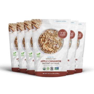 One Degree Organic Foods Sprouted Instant Oatmeal, Usda Organic, Non-Gmo, Vegan, And Gluten Free Instant Oatmeal (Apple Cinnamon, 6 Pack)