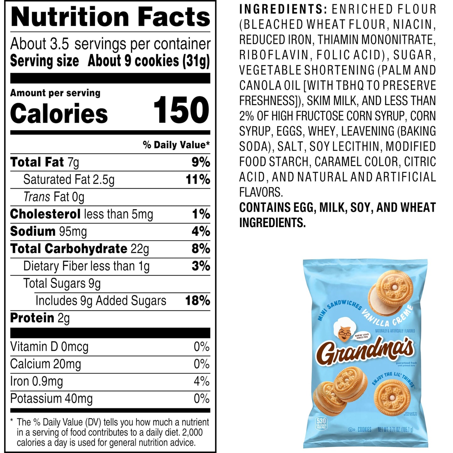 Grandma Cookies Vanilla Creme - Pack Of 8 (2.12Oz Each) For Halloween, Christmas And More In A Nikan Supplies Bag