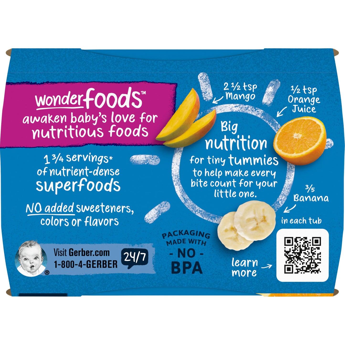 Gerber 2Nd Foods Fruits Banana & Orange Medley Pureed Baby Food, 4 Ounce Tubs, 2 Count (Pack Of 8)