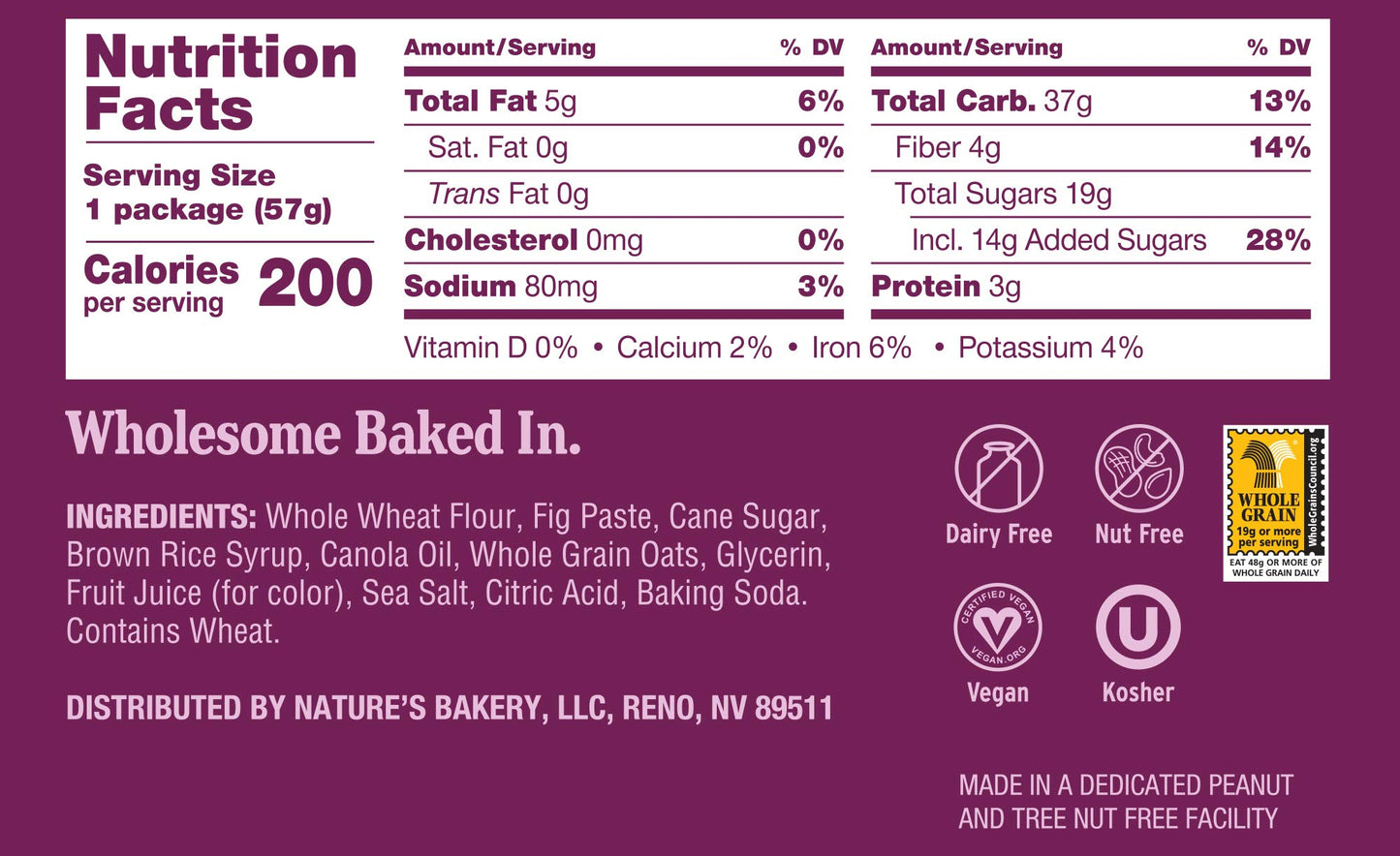 Natures Bakery Whole Wheat Fig Bars, Original Fig, Real Fruit, Vegan, Non-Gmo, Snack Bar, 1 Box With 12 Twin Packs (12 Twin Pack