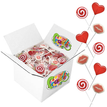 Valentine'S Lollipop Party Mix, Hearts, Lips N' Swirls Mixed Fruit Flavor Assortment, Individually Wrapped (5 Pounds (Bulk))