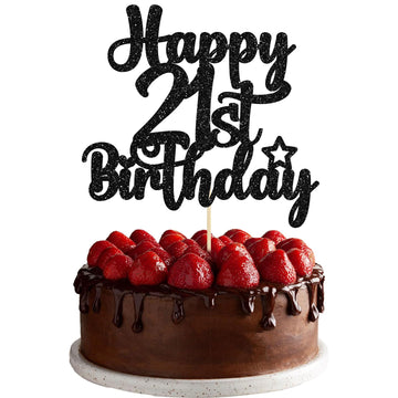 Gyufise 1Pc Happy 21St Birthday Cake Topper Glitter 21 & Fabulous Cheers To 21 Years Old Birthday Cake Pick For Celebrating 21St