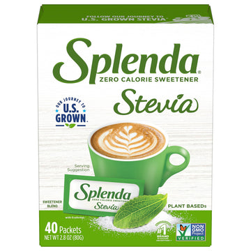 Splenda Stevia Zero Calorie Sweetener, Plant Based Sugar Substitute Granulated Powder, Single Serve Packets, 40 Count