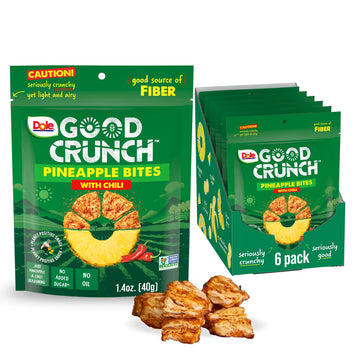Dole Good Crunch Pineapple With Chili Dried Fruit Bites, Gluten Free & Vegan Snack, 1.4Oz Bags (Pack Of 6)