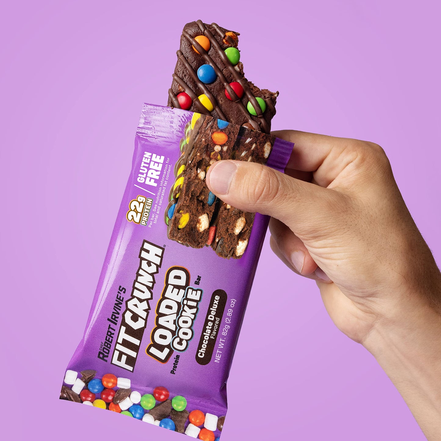 Fitcrunch Loaded Cookie Protein Bar, High Protein, Gluten Free, Protein Snack (12 Cookie Bars, Chocolate Deluxe)