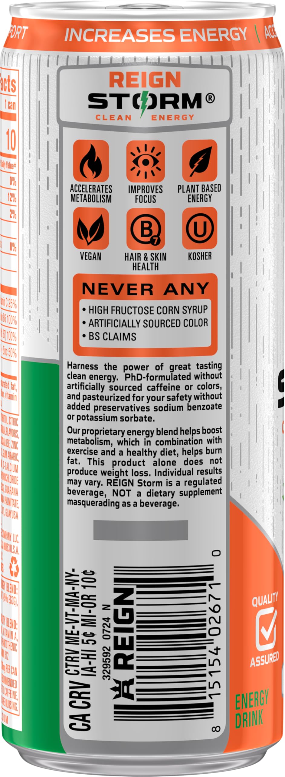 REIGN Storm Tropical Fitness & Wellness Energy Drink, 12 Fl Oz, Pack of 12