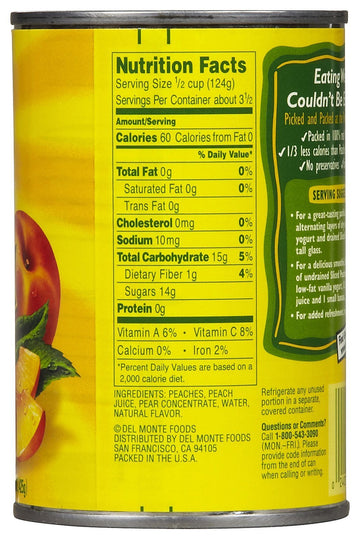 Del Monte Peaches Sliced Yellow Cling 100% Juice - 15 oz