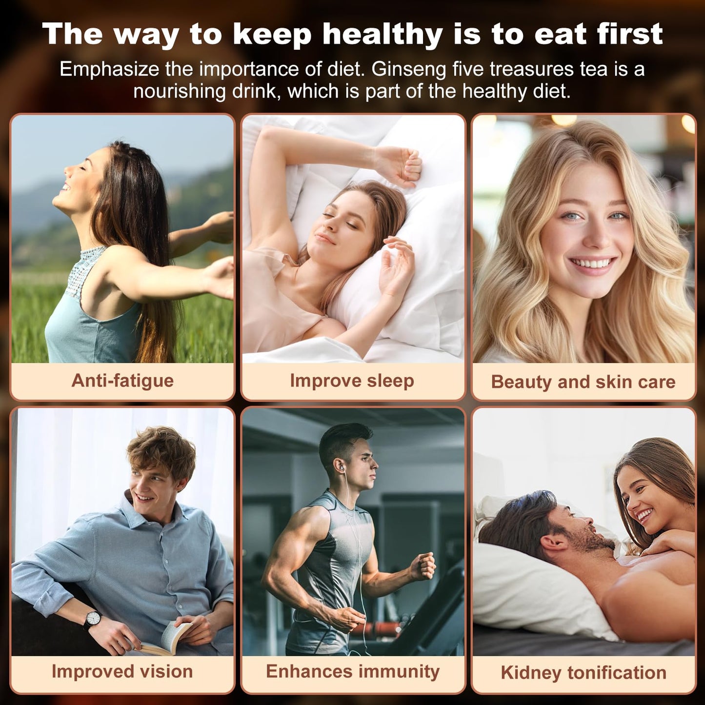 DELEIFCG Ginseng Tea Blend, 7 Ingredients Formula, 1 Pack of 25 Bags