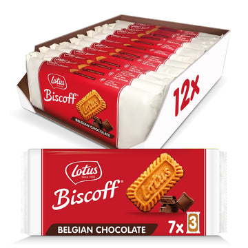 Lotus Biscoff with Chocolate - European Biscuit Cookies - 5.4 Ounce (Pack of 12) - 7 Three-Packs per Retail Pack - non GMO Proje
