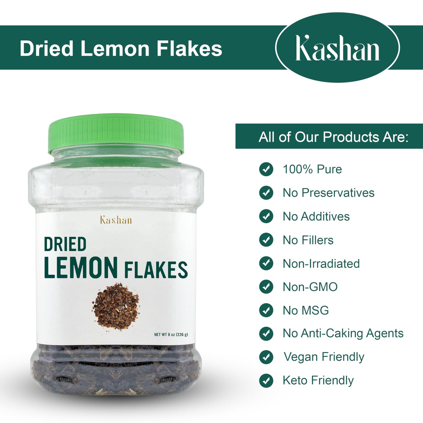Kashan Dried Lemon Flakes, Lime, Limoo Omani, Great For Cooking And Food & Tea Flavoring. Aromatic Seasoning 8Oz (226G)