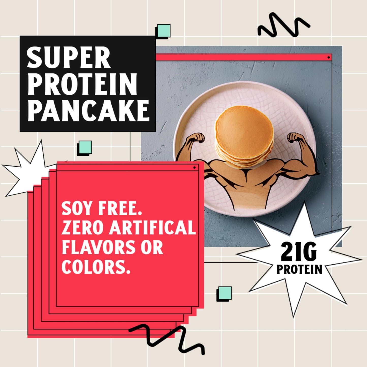 Bulkcakes Protein Pancake Mix (1Lb) - Super Fluffy & Just-Add-Water, 21G Protein, 230 Calories, Healthy Pancake & Waffle Mix, Bu