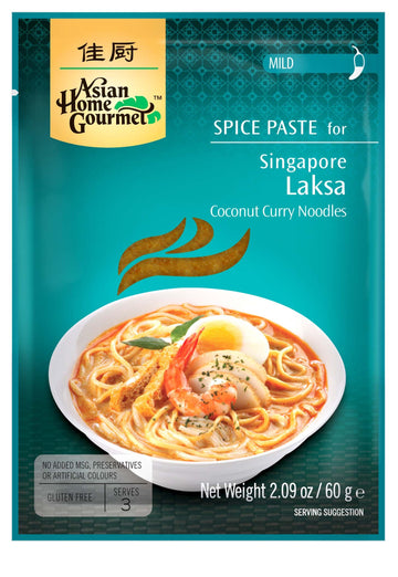 Asian Home Gourmet Spice Paste For Singapore Laksa - Coconut Curry Noodles. (Pack Of 3)