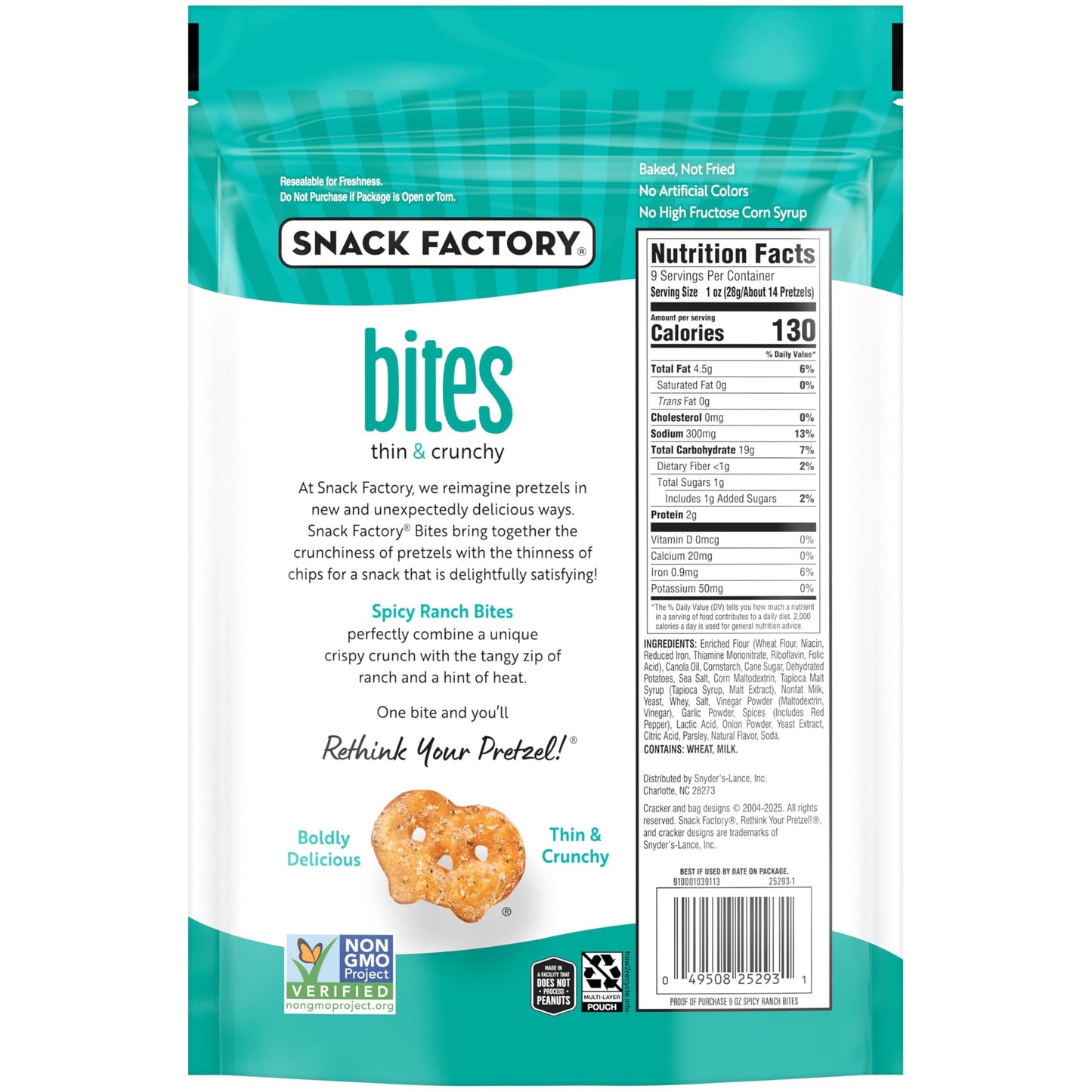 Snack Factory Spicy Ranch Bites, 9 Oz Bag