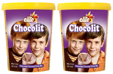 Elite Chocolit, Dairy Free Hot Chocolate Mix 17.6-Oz (2 Pack) Chocolate Flavored Hot Cocoa Mix - Resealable Container - Gluten F