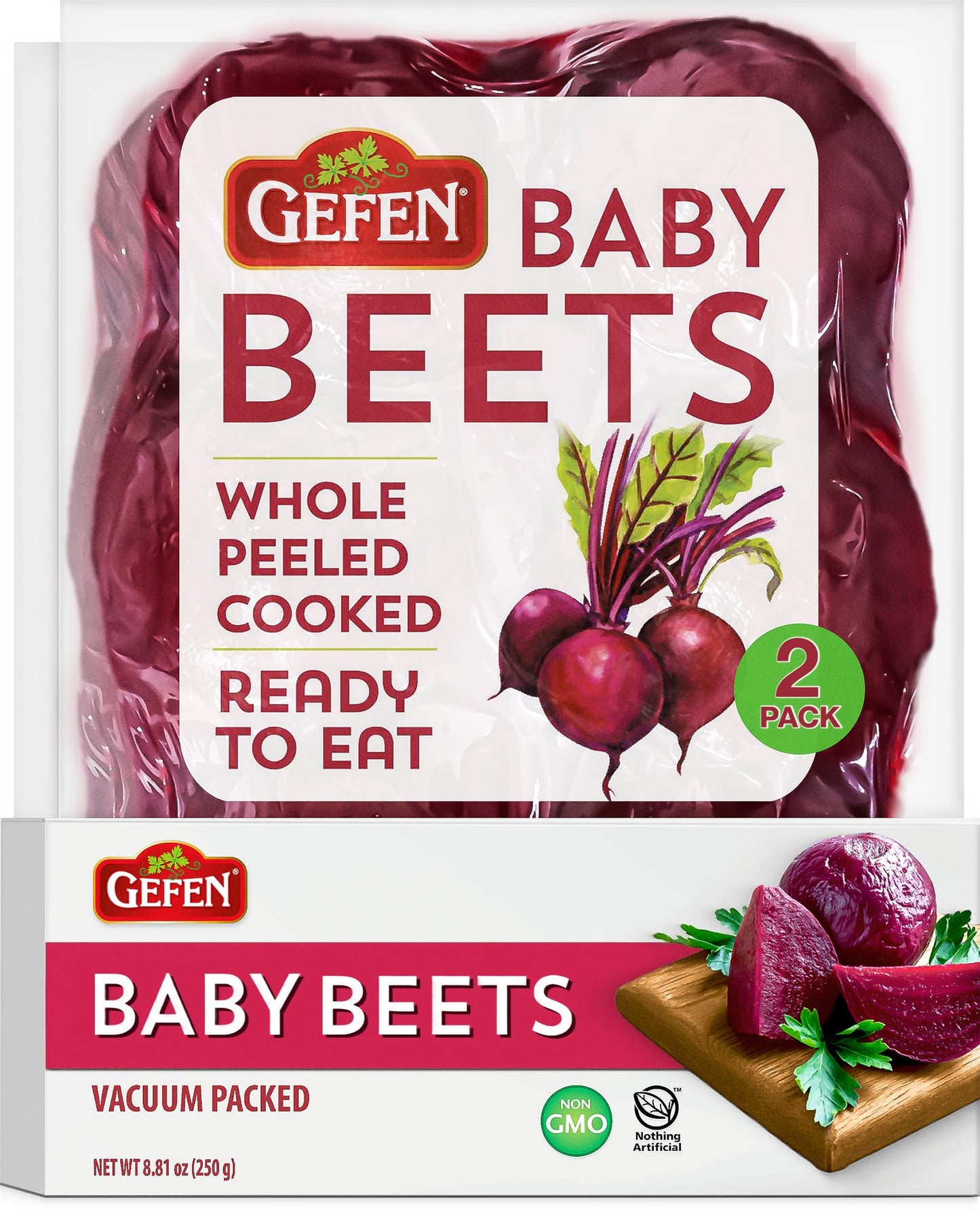 Gefen Red Baby Beets, 8.8 oz (2 Pack) | Whole, Peeled and Cooked | Ready to Eat | Salad Ready