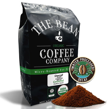 The Bean Organic Coffee Company Water Processed DECAF South America Blend, Medium Roast, Ground Coffee, 5-Pound Bag, Caf   Molid