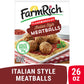 Farm Rich Italian Style Meatballs, Made with Beef, Pork and Authentic Bread Crumb Recipe, Fully Cooked, Frozen, 26 oz