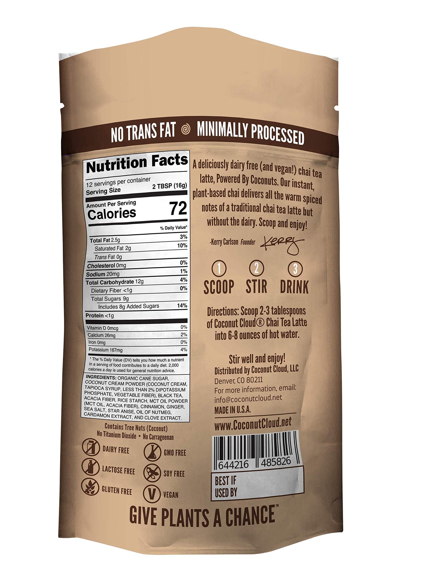 Coconut Cloud Vegan Spiced Chai Tea Latte, Dairy Free, Gluten Free, 7 oz