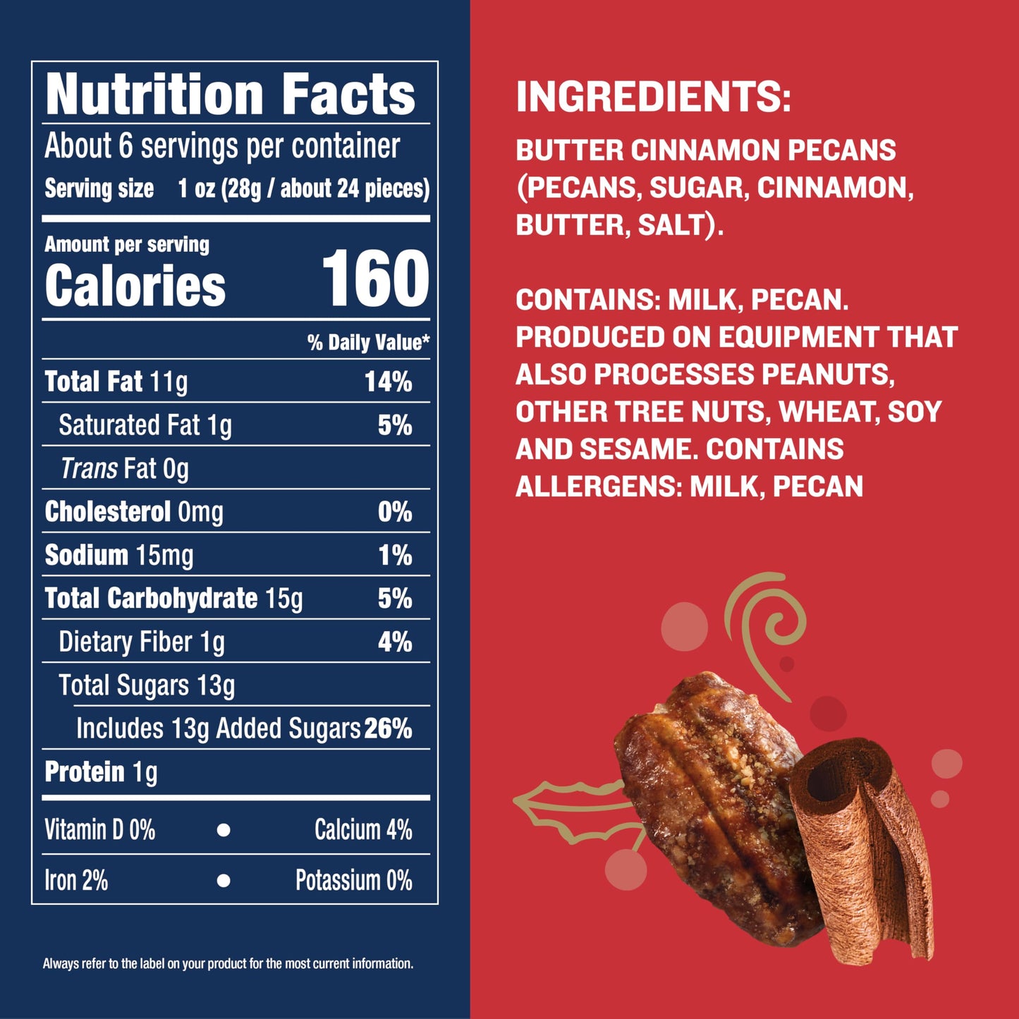 PLANTERS Limited Edition Kettle Cooked Cinnamon Pecans  Butter Flavored Pecans Snack  5.5 oz Bag  Perfect for Snacking and Sharing