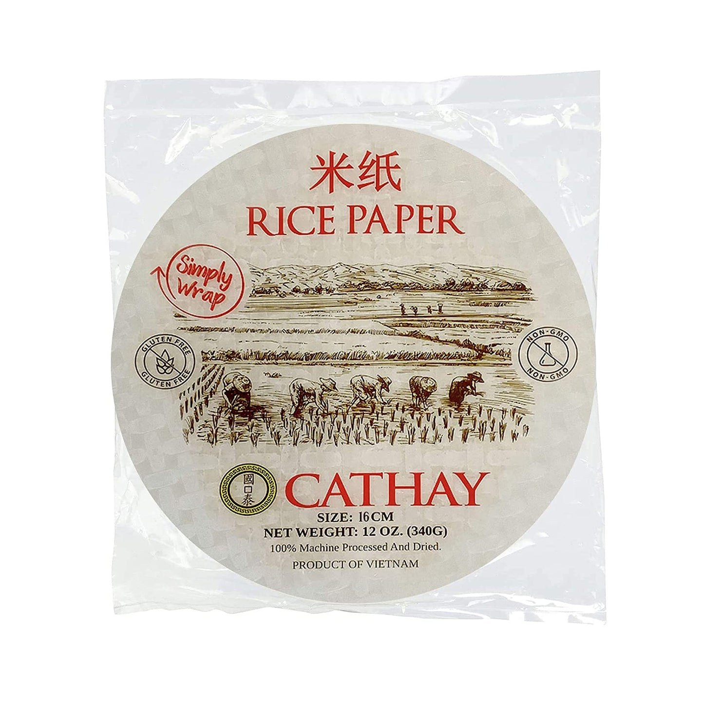 Cathay Fresh Spring Roll Rice Paper Wrappers, Non-GMO, Gluten-Free, 12 Ounce (Pack of 1)